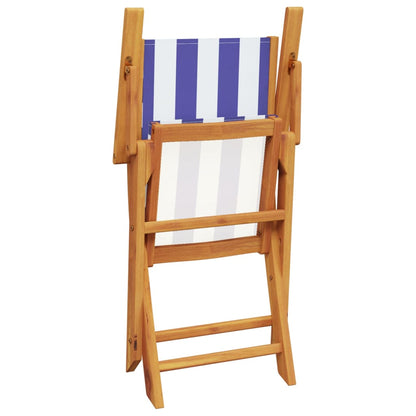 vidaXL 3-delige Bistroset stof en massief hout blauw en wit