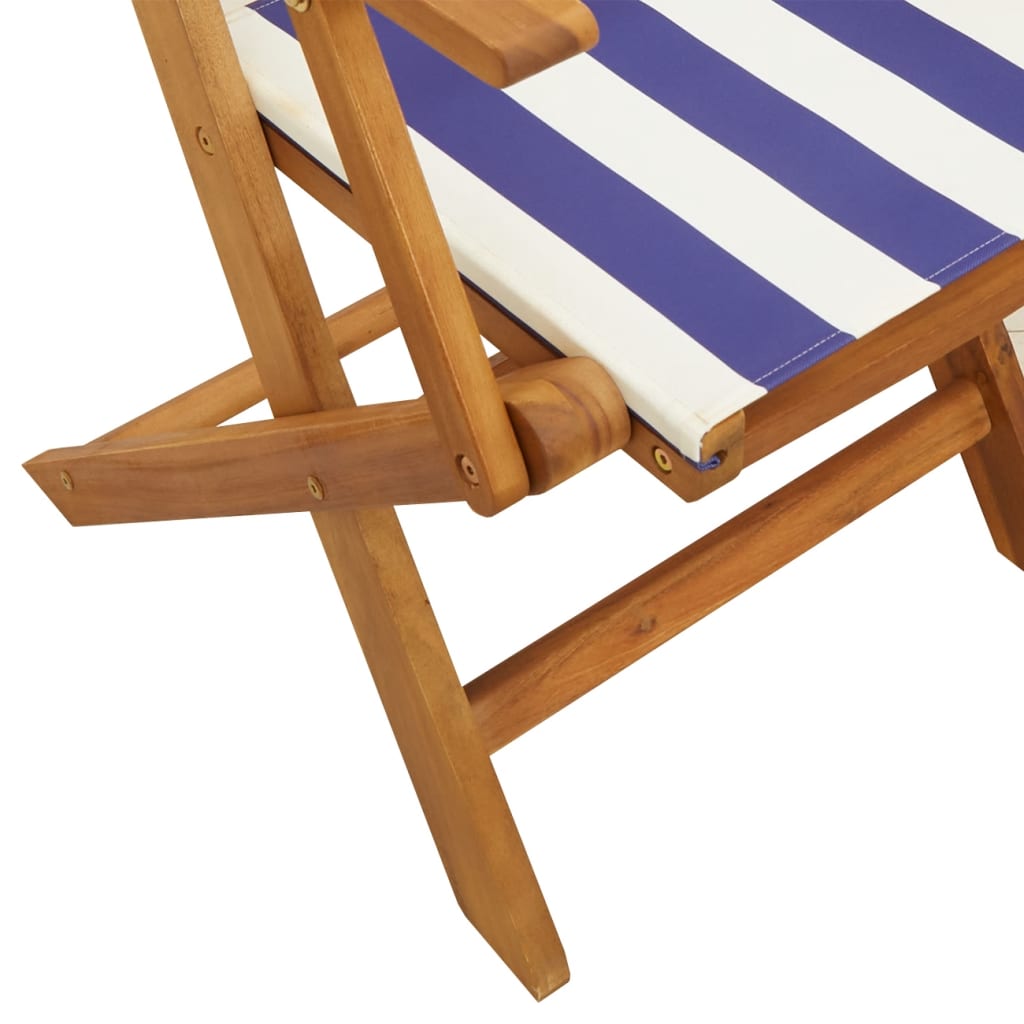vidaXL 3-delige Bistroset stof en massief hout blauw en wit