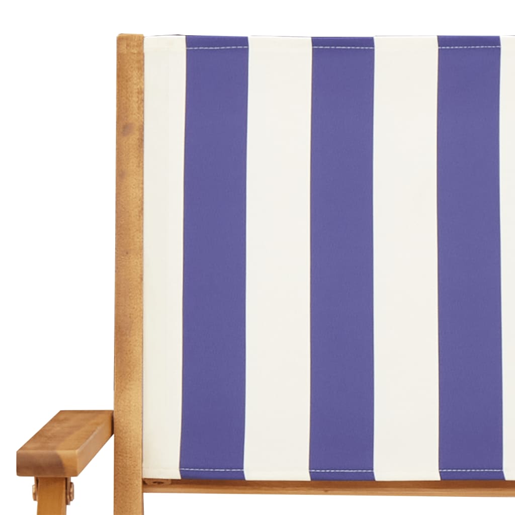 vidaXL 3-delige Bistroset stof en massief hout blauw en wit