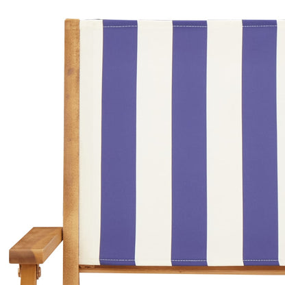 vidaXL 3-delige Bistroset stof en massief hout blauw en wit