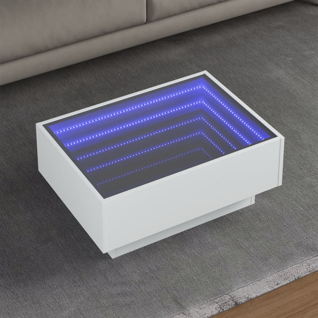 vidaXL Salontafel met LED 70x50x30 cm bewerkt hout wit