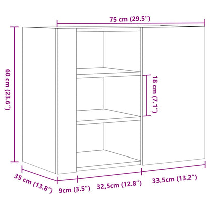 vidaXL Wandkast 75x35x60 cm bewerkt hout wit