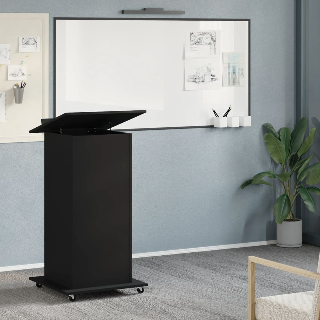 vidaXL Lessenaar met wielen en lade 55x55x107 cm bewerkt hout zwart