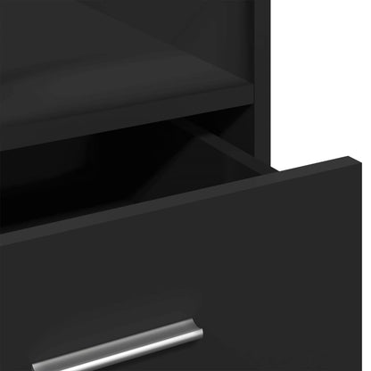 vidaXL Lessenaar met wielen en lade 55x55x107 cm bewerkt hout zwart