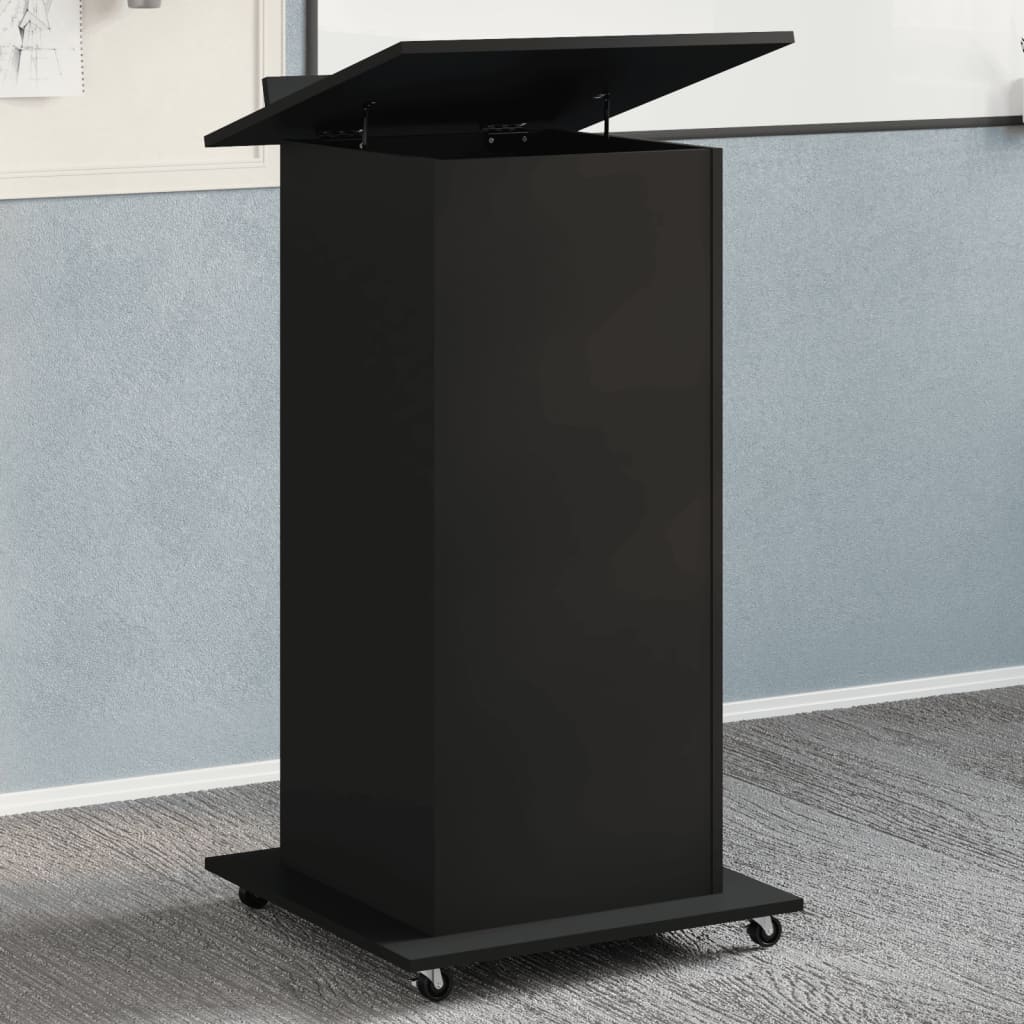 vidaXL Lessenaar met wielen en lade 55x55x107 cm bewerkt hout zwart