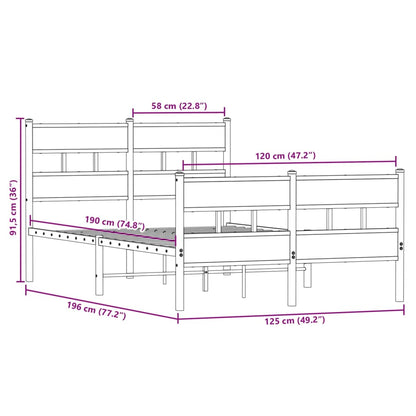 vidaXL Bedframe zonder matras metaal sonoma eikenkleurig 120x190 cm