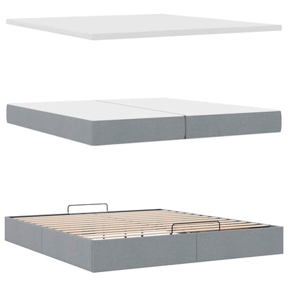 vidaXL Ottoman bed met matras 200x200 cm stof lichtgrijs