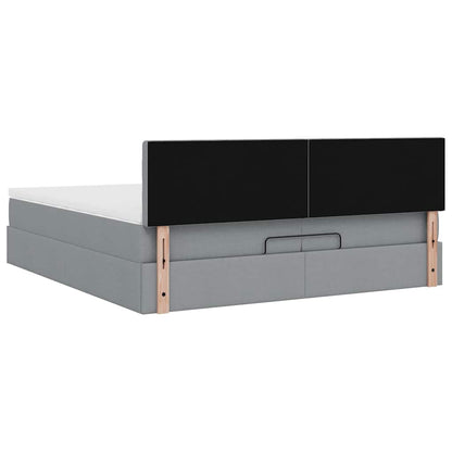 vidaXL Ottoman bed met matras 200x200 cm stof lichtgrijs