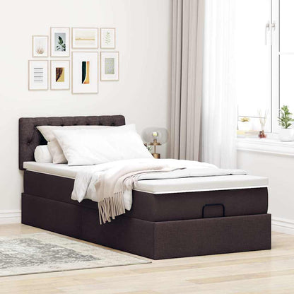 vidaXL Bed poef met matras en LED's 90x200 cm stof donkerbruin