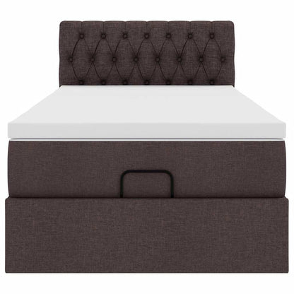 vidaXL Bed poef met matras en LED's 90x200 cm stof donkerbruin
