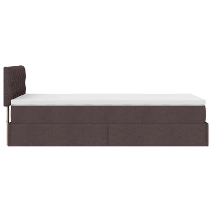 vidaXL Bed poef met matras en LED's 90x200 cm stof donkerbruin