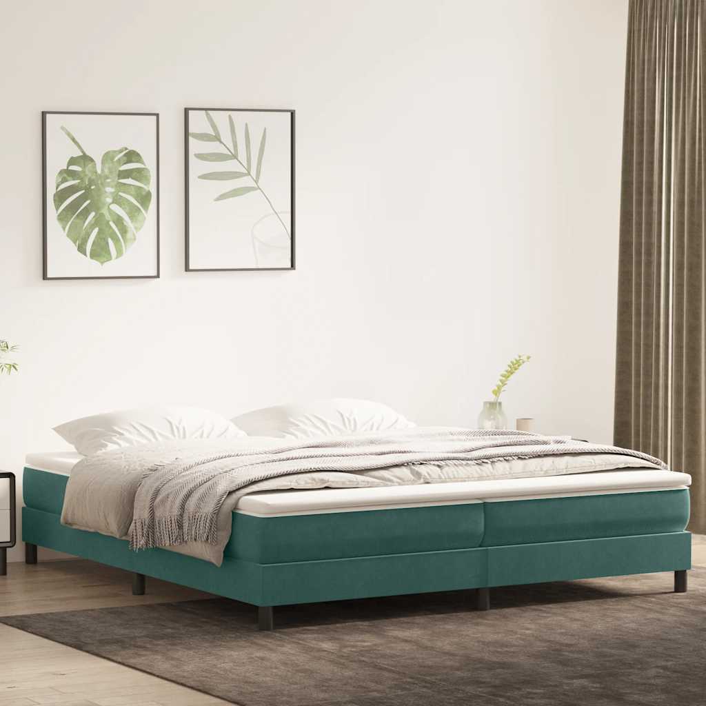 vidaXL Bed boxspring zonder matras 200x210 cm fluweel donkergroen