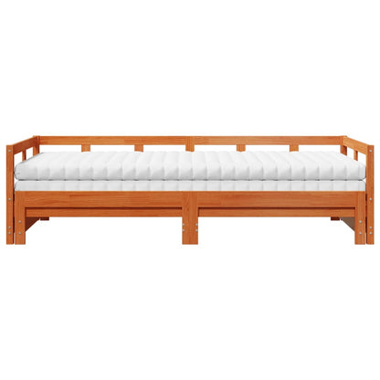 vidaXL Slaapbank onderschuifbed matras 80x200 cm grenenhout wasbruin