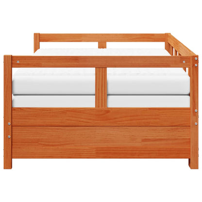 vidaXL Slaapbank onderschuifbed matras 80x200 cm grenenhout wasbruin