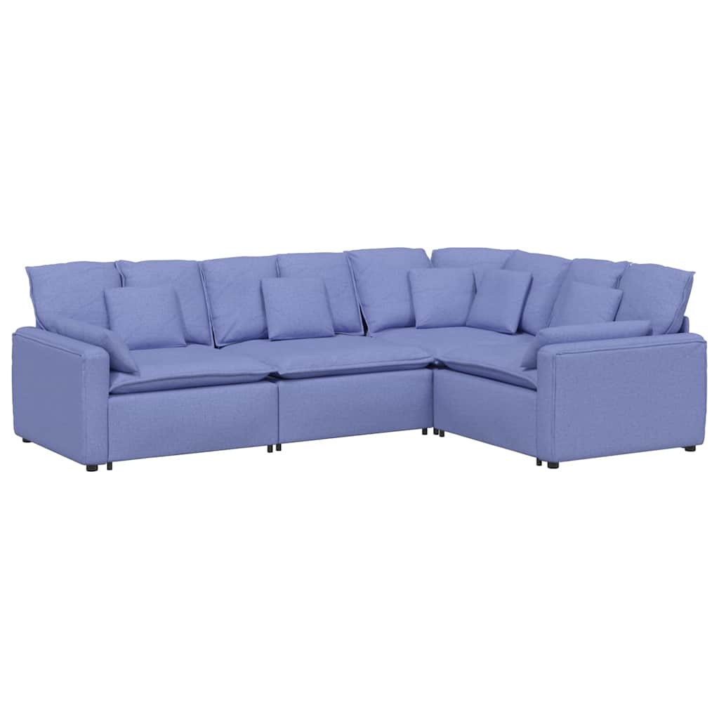 vidaXL Modulaire bank met kussens stof jeansblauw
