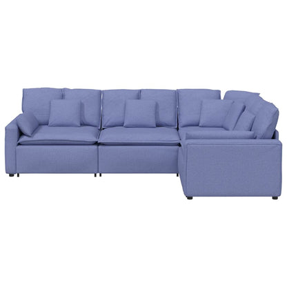 vidaXL Modulaire bank met kussens stof jeansblauw