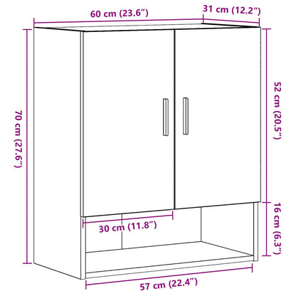 vidaXL Wandkast Zwart Eiken 60x31x70 cm Gemaakt van Hout