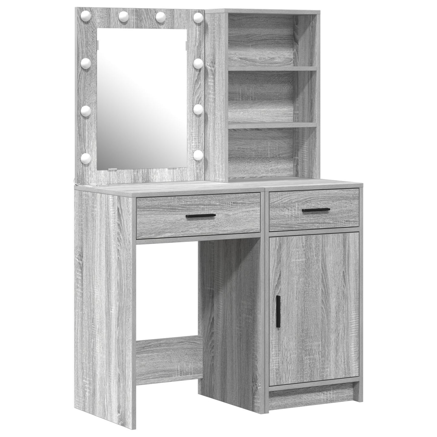 vidaXL 2-delige Kaptafel Set met LED Grijs Sonoma Hout