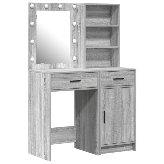 vidaXL 2-delige Kaptafel Set met LED Grijs Sonoma Hout