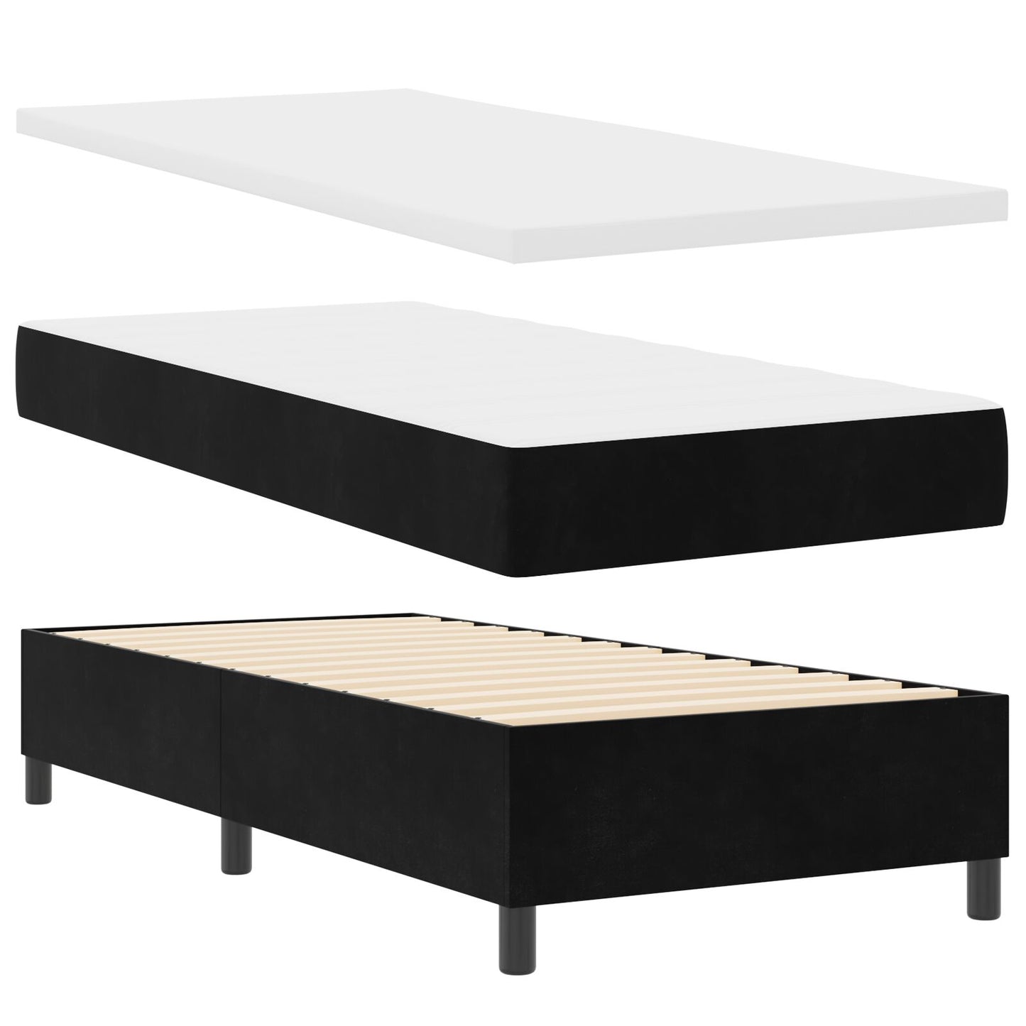vidaXL Boxspring Bed met Matras Zwart 90x200 cm Velvet