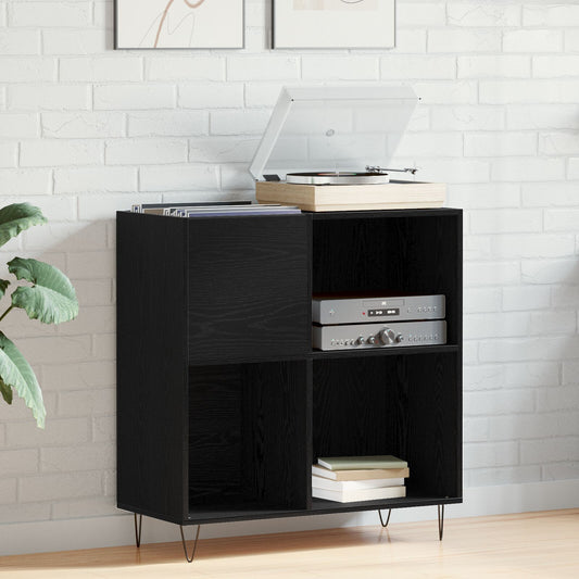 vidaXL Recordkast Zwart Eiken 84.5x38x90 cm Verwerkt Hout
