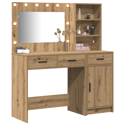 vidaXL 2-delige kaptafelset met LED Artisan Eiken Engineered Wood