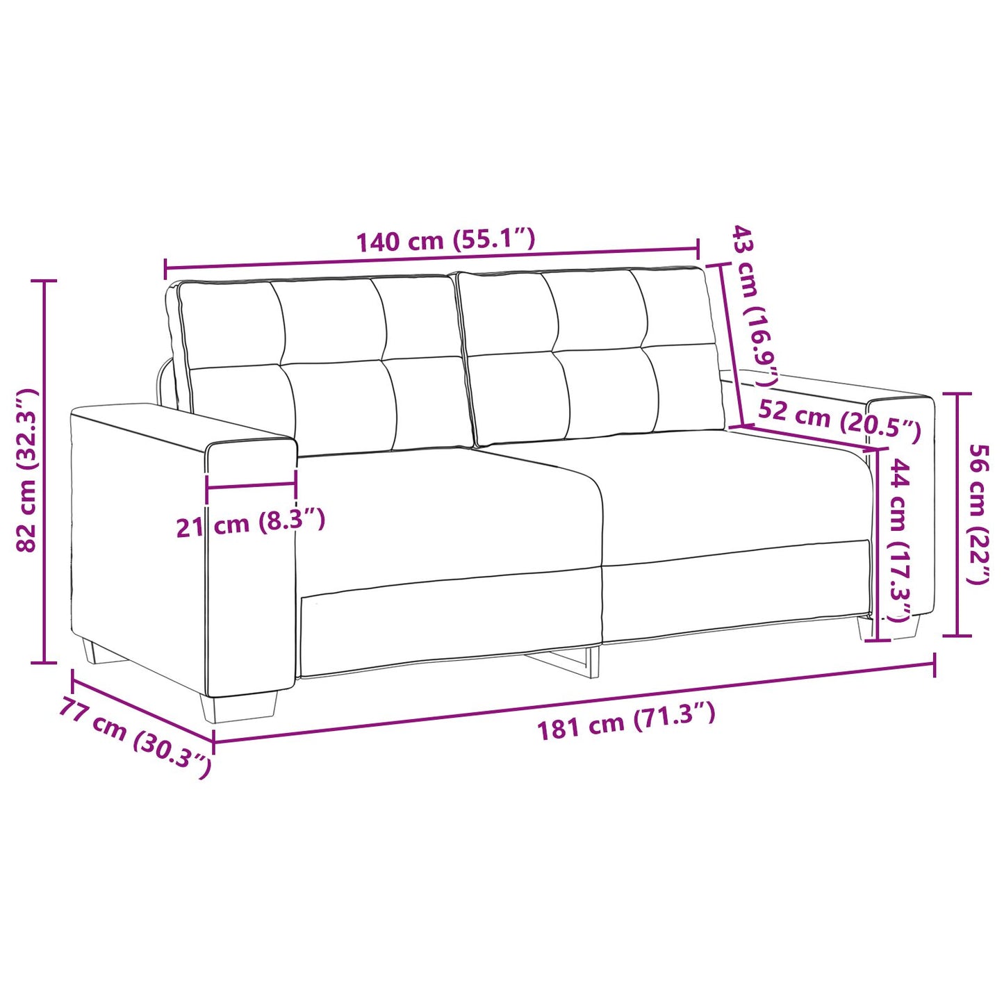 vidaXL Loveseat Sofa Bruin 140 cm Faux Leer