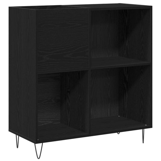 vidaXL Recordkast Zwart Eiken 84.5x38x90 cm Verwerkt Hout
