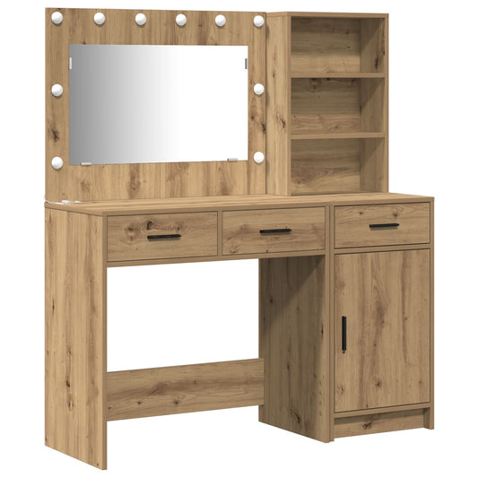 vidaXL 2-delige kaptafelset met LED Artisan Eiken Engineered Wood