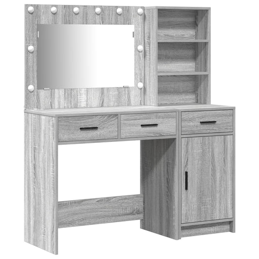 vidaXL 2-delige kaptafelset met LED Grijs Sonoma Hout
