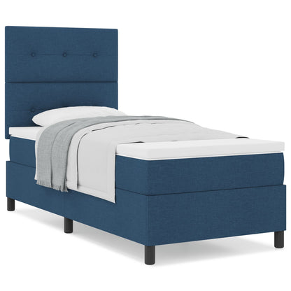 vidaXL Boxspring Bed met Matras Blauw 90x200 cm Stof