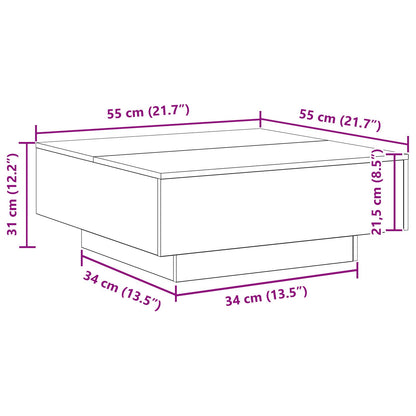 vidaXL Salontafel met LED-Lampen Artisan Eik 80x80x31 cm