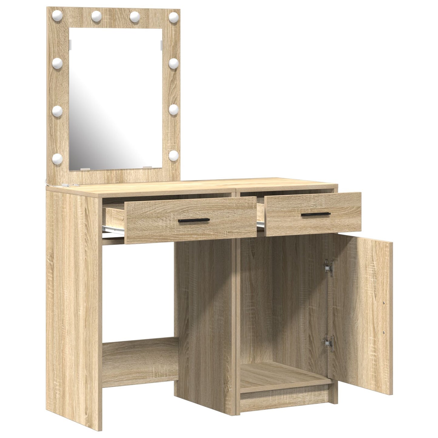 vidaXL 2-delige kaptafelset met LED in Sonoma eiken en gefabriceerd hout