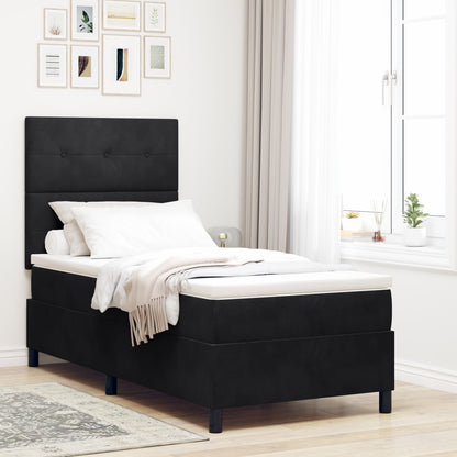 vidaXL Boxspring Bed met Matras Zwart 90x200 cm Velvet