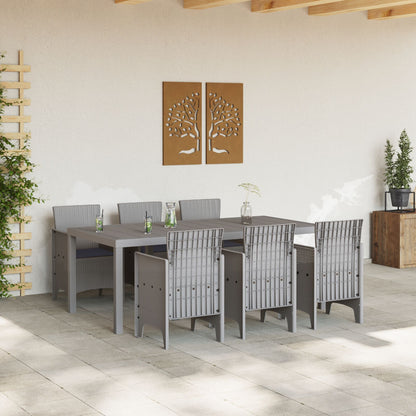 vidaXL 7-delige Tuin Dinerset met Kussens Lichtgrijs Poly Rattan