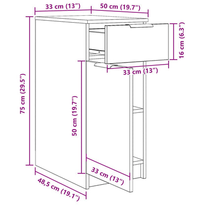 vidaXL Bureau Kast in Zwart Eiken - 33x50x75 cm - Gemaakt van Engineered Hout
