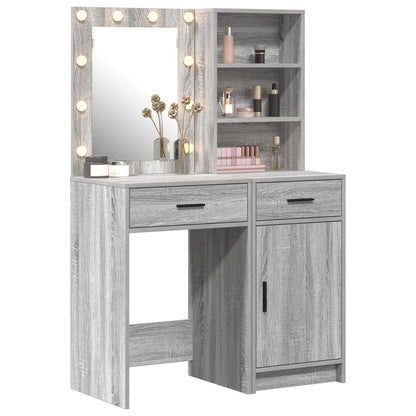 vidaXL 2-delige Kaptafel Set met LED Grijs Sonoma Hout