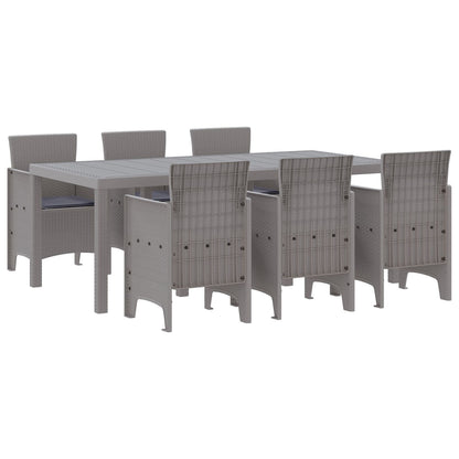 vidaXL 7-delige Tuin Dinerset met Kussens Lichtgrijs Poly Rattan