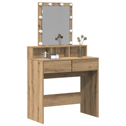 vidaXL Kaptafel met Spiegel en LED's Artisan Eiken Geïndustrialiseerd Hout