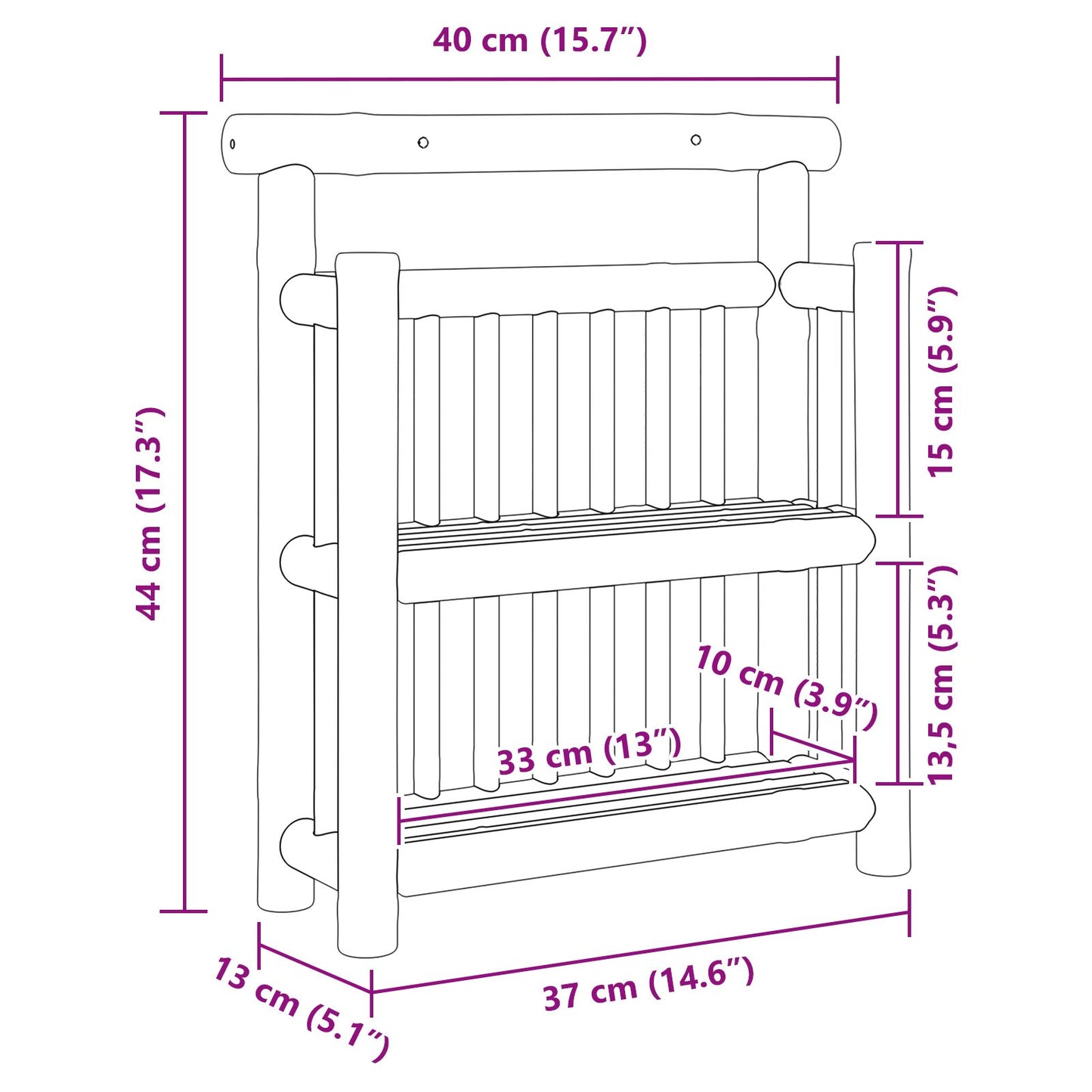 vidaXL Wandplank 2 niveau's 40x13x44 cm Bamboe