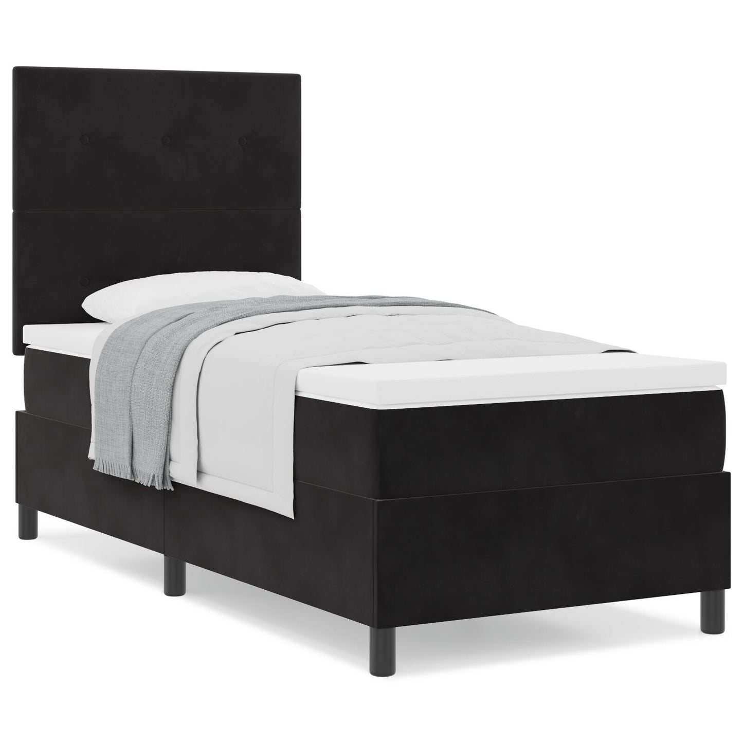 vidaXL Boxspring Bed met Matras Zwart 90x200 cm Velvet