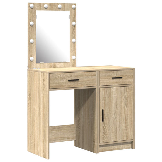 vidaXL 2-delige kaptafelset met LED in Sonoma eiken en gefabriceerd hout