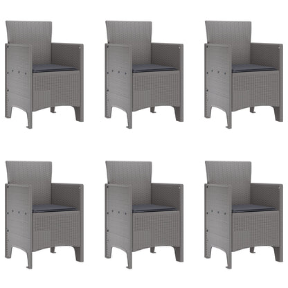 vidaXL 7-delige Tuin Dinerset met Kussens Lichtgrijs Poly Rattan