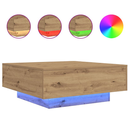 vidaXL Salontafel met LED-Lampen Artisan Eik 80x80x31 cm