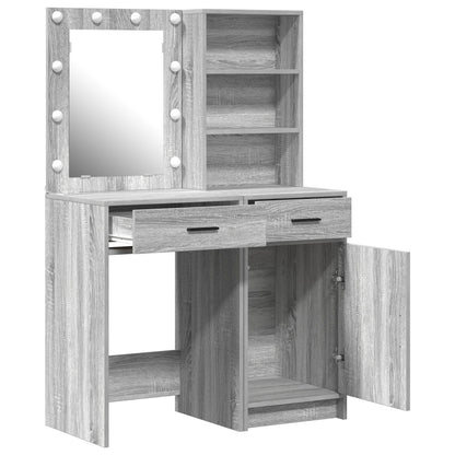 vidaXL 2-delige Kaptafel Set met LED Grijs Sonoma Hout